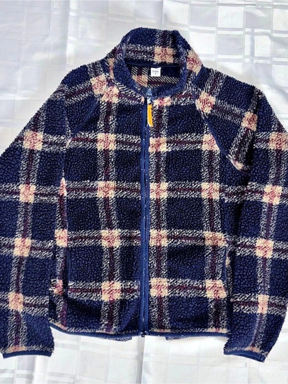 Twik Plaid Zip Jacket Plush Teddy Small